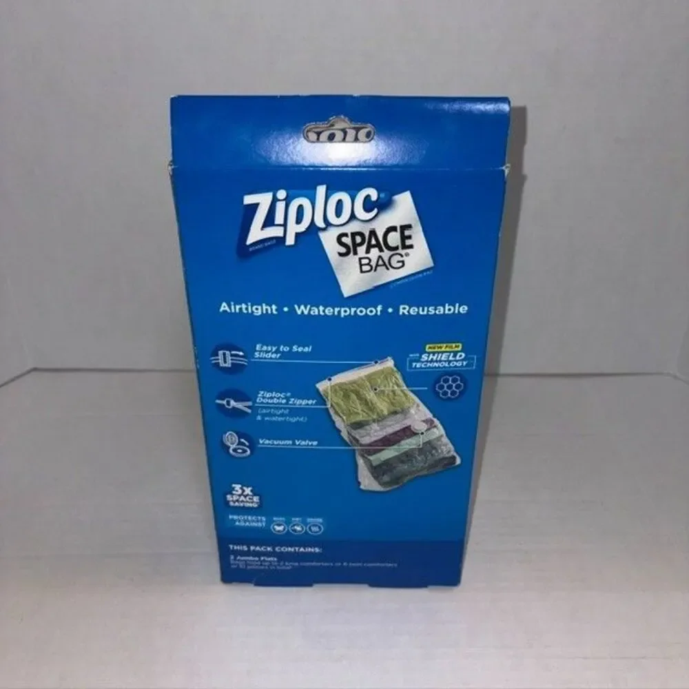 Ziploc Space Bag 2 Jumbo Bed & Linen Flats Airtight Waterproof Reusable